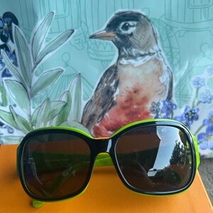 Shanghai Tang Black and Neon Green Sunglasses